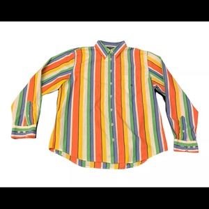 Polo Ralph Lauren Women’s Boyfriend Shirt Size L Striped Cotton Button Down